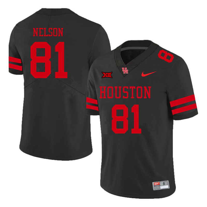 Men-Youth #81 CJ Nelson Houston Cougars College Big 12 Conference Football Jerseys Sale-Black